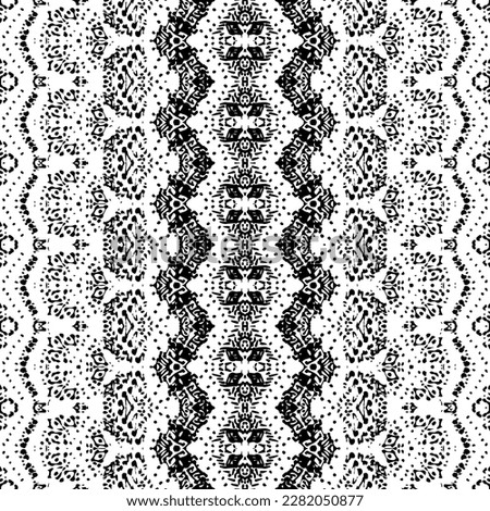 Black Color Geometric Pattern. Black Colour Dark Scribble Pattern. Ethnic Ink Doodle Batik. Abstract Aztec Ink Pattern. Seamless Boho Print. Simple Native Ikat Vector. Seamless Dark Scribble Design