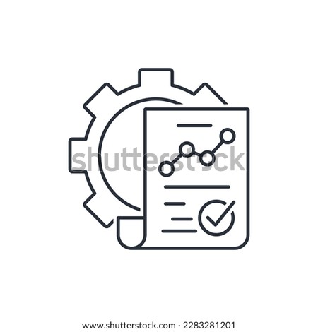 analytical process. Data quality assessment.  Vector linear icon isolated on white background.