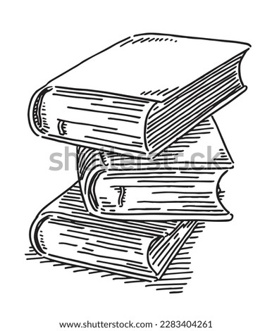 Hand-drawn vector drawing of a Stack Of Three Books. Black-and-White sketch on a transparent background (.eps-file). Included files are EPS (v10) and Hi-Res JPG.