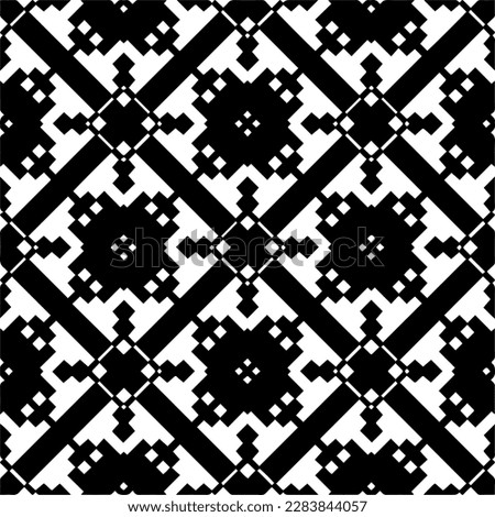Dark background with abstract shapes. Black and white texture. Seamless monochrome repeating pattern for web page, textures, card, poster, fabric, textile.