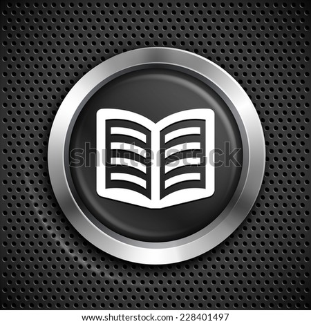 Open Book on Black Round Button