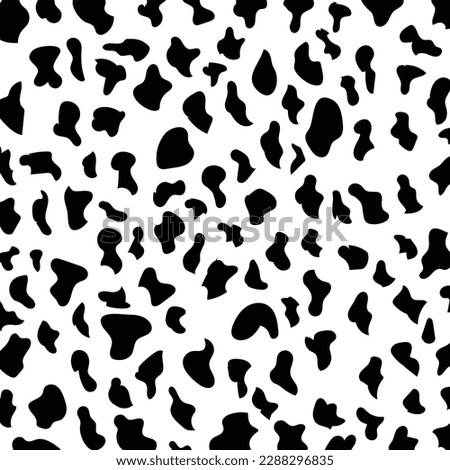 Seamless cow spots pattern, vector animal print in black color for fabric or paper