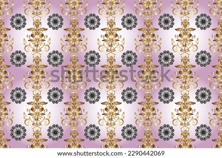 Vintage seamless pattern on a gray, neutral and beige colors with golden elements. Christmas 2024, snowflake, new year.