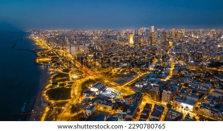 Evening Tel Aviv from a bird's eye view