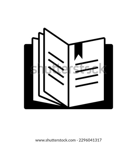 Book Fill Icon Symbol Vector. Black Glyph Book Icon