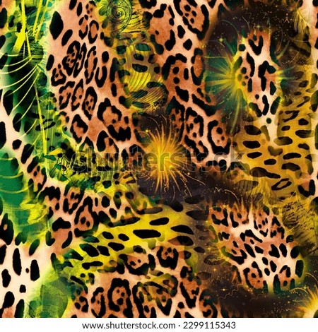 combination of colorful  leopard snake tiger textures textile collage pattern
