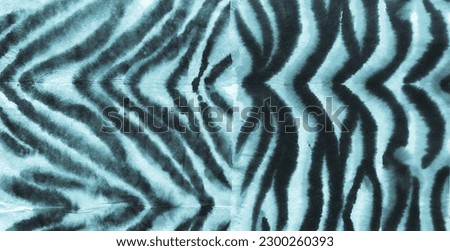 Pastel Zebra Ethnic Watercolor Design. Tribal Abstract Background. Shibori Pattern. Acrylic Design Navy Line, Ethnic Design Pattern. Tribal Ornament Texture. Blue Stripe
