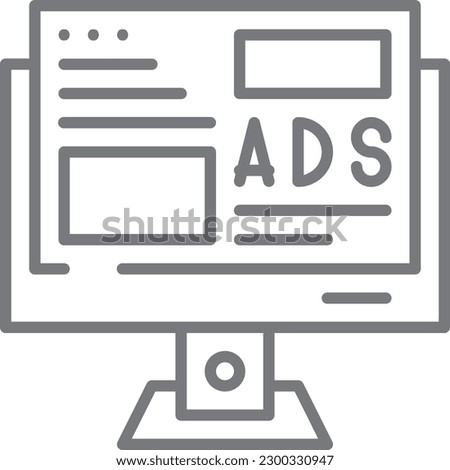 Ad Campaign Marketing icon with black outline style. internet, media, promotion, social, digital, online, seo. Vector illustration