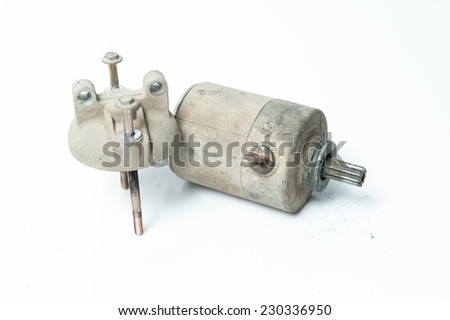 spare parts, starter on a white background