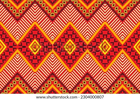 Ikat tribal Indian seamless pattern. Ethnic Aztec fabric carpet mandala ornament native boho chevron textile.Geometric African American oriental tranditional vector illustrations. Embroidery style. An