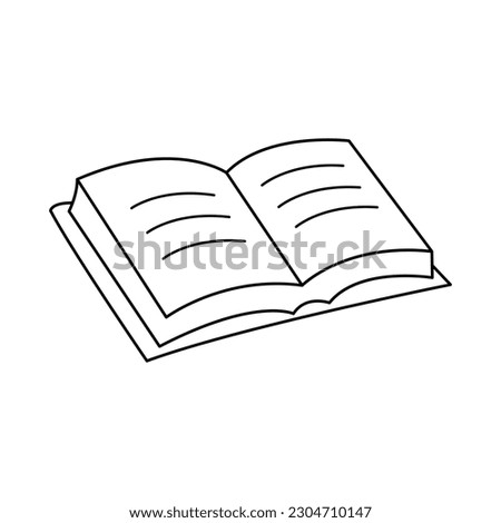 Book icon in outline style on white background. Vector illustration.
