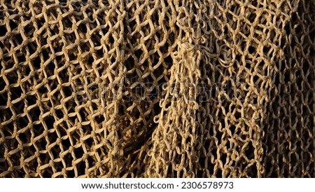 rustic fishing net as background