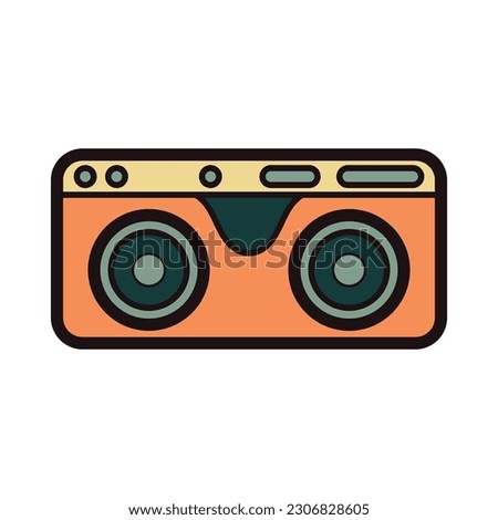 Hand Drawn cassette in doodle style isolated on background