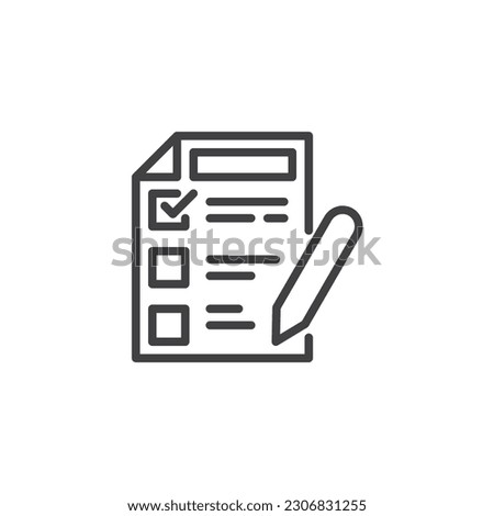 Evaluation form line icon. Survey linear style sign for mobile concept and web design. Checklist with pencil outline vector icon. Symbol, logo illustration. Vector graphics
