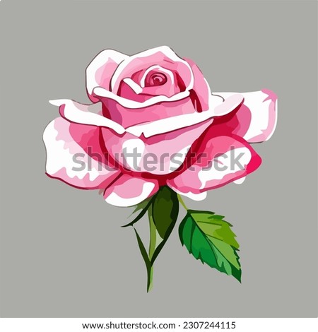 Beautiful abstract rose flower in bloom, watercolor dye painting, vector EPS 10 illustration