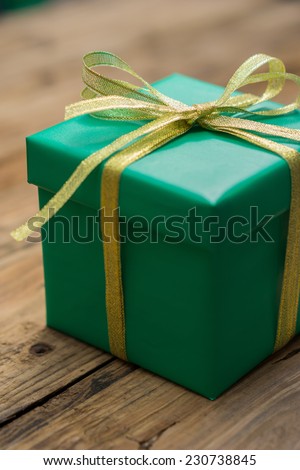 nice gift box on wood table