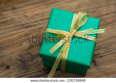 nice gift box on wood table
