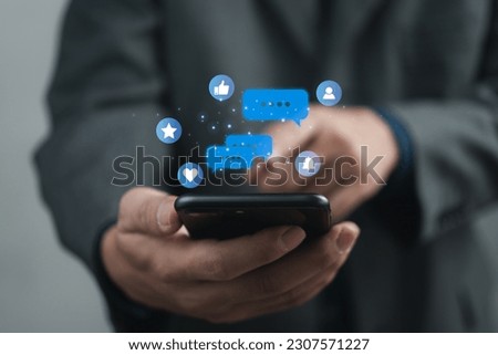 Communication Digital Web and social network Concept. Man using smartphone chat and communication online social media on application.