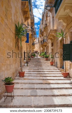 Street view of Birgu Vittoriosa, Malta.