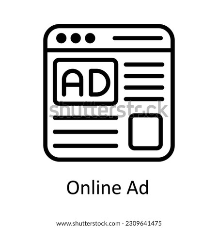 Online Ad Vector  outline Icon Design illustration. Seo and web Symbol on White background EPS 10 File