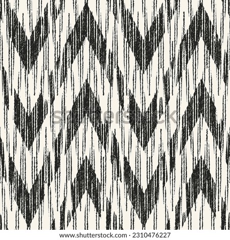 Monochrome Grain Stroke Textured Chevron Pattern