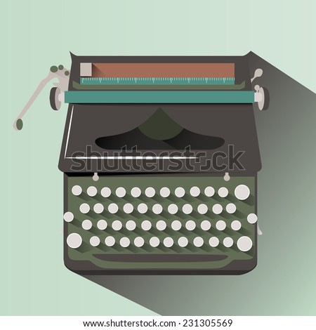 Vector retro typewriter. Flat style. 