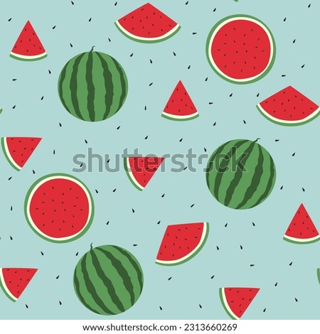 pattern of watermelon pieces on a turquoise background