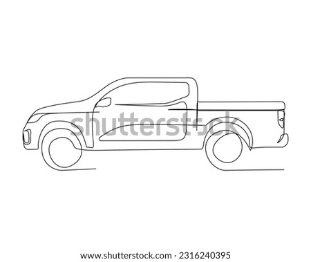 Continuous one line drawing of modern truck. Truck line art vector illustration. Editable outline or stroke.