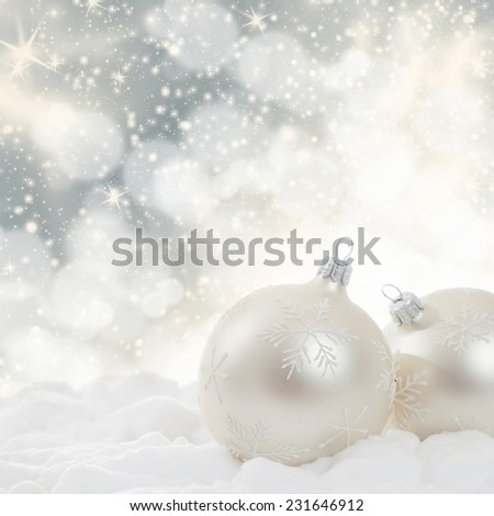 Christmas decorations on sparkling background