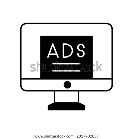 Ads Screen  Glyph Vector Icon that can easily edit or modify 

