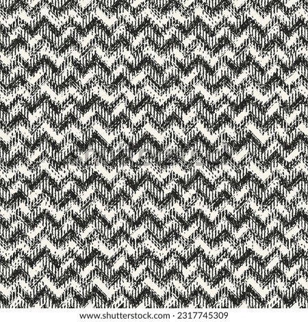 Monochrome Distressed Knit Textured Chevron Pattern