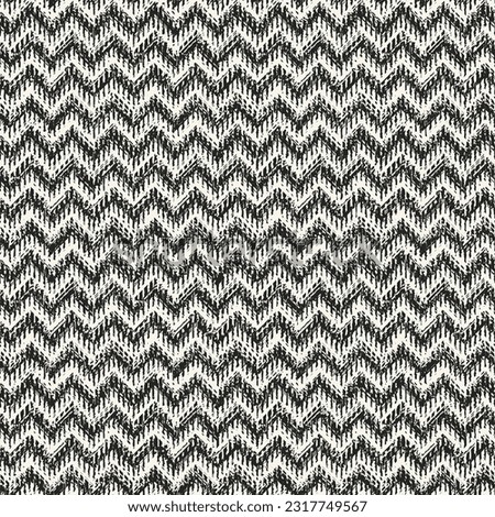 Monochrome Distressed Knit Textured Chevron Pattern