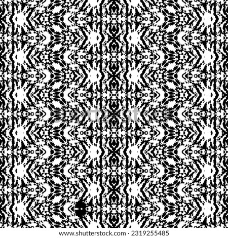 Black Colour Ink Doodle Textile. Abstract Aztec Art Pattern. Native Dark Scribble Vector. Ethnic Ikat Art Print. Simple Tribal Wavy Batik. Black Color Bohemian Pattern. Abstract Ink Ethnic Design