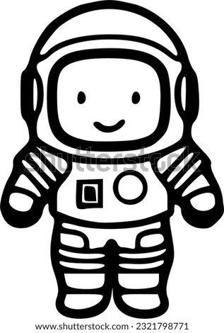 Astronaut doodle black outlines vector illustration