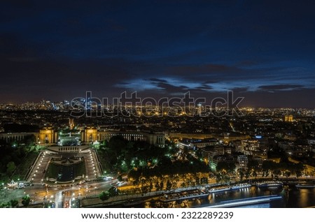 Urban landscape, aerial night view of Paris, France
