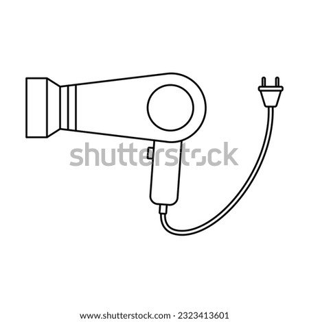 hair dryer outline illustration on white background doodle