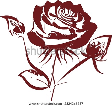 Rose Flower Drawing for sticker or use as poster, card, flyer or T Shirt