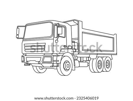 Trucks line art vector illustration. Transportation outline stroke template. Vector eps 10