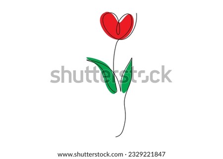 continuous line floral vector illustration love shape
