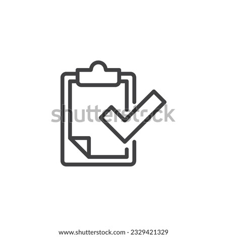 Approved document line icon. Paper clipboard and check mark linear style sign for mobile concept and web design. Completed task outline vector icon. Symbol, logo illustration. Vector graphics