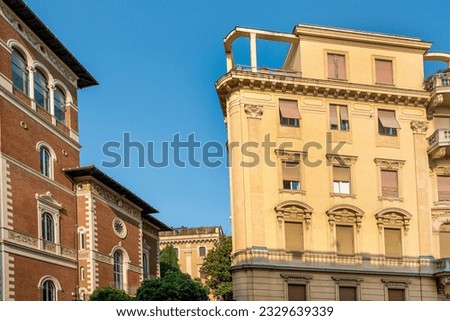 Renaissance balcony on a mediterranean building with shutters