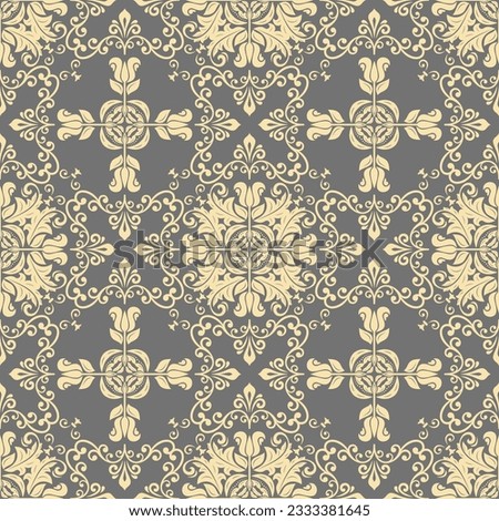 Classic seamless vector pattern. Damask orient ornament. Classic gray and golden vintage background. Orient pattern for fabric, wallpapers and packaging