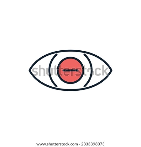 Myopia related vector line icon. Isolated on white background. Vector illustration. Editable stroke