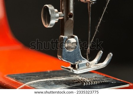 Old sewing machine closeup, handmade sewing concept