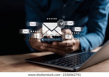 Security protection Email form spam virus for notification on internet letter security protect, junk and trash mail and compromised information.