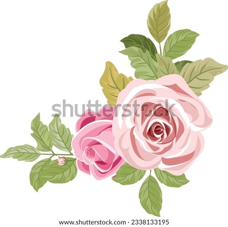 vector wedding bouquet, bouquet of roses with leaves
