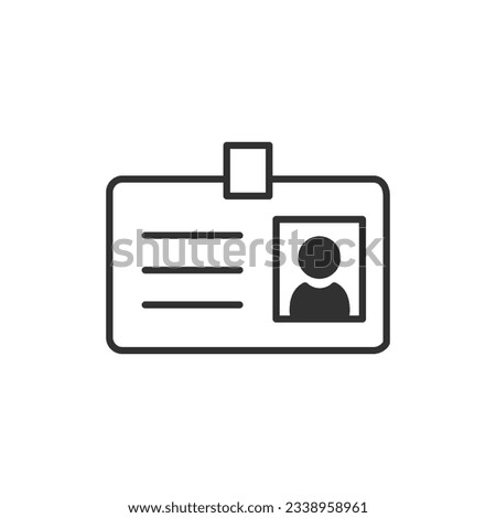 A nametag with data about the person. Monochrome black and white icon