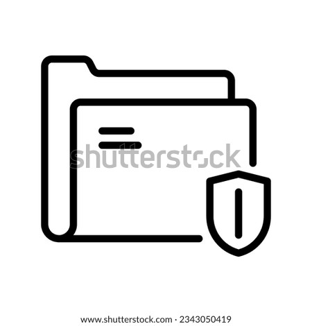 Folder Protection Privacy and Shield Icon Outline Vector