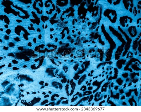 Leopard Textil. Sky Animal Print Leopard. Turquoise Leopard Skin Texture. Textile Clothing Design. Blue Jaguar. White Animal Skin Pattern.