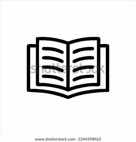 Black outline Book icon vector and white background illustration
